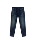 Mens Jeans Skinny Fit Mid Rise Dark Wash Cotton Elastane Classic Distressing Clean Dark Wash - Blue 63_331H019_AZU194052_3