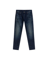 Mens Jeans Skinny Fit Mid Rise Dark Wash Cotton Elastane Classic Distressing Clean Dark Wash - Blue 63_331H019_AZU194052_3