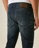 Mens Jeans Skinny Fit Mid Rise Dark Wash Cotton Elastane Classic Distressing Clean Dark Wash - Blue 63_331H019_AZU194052_7