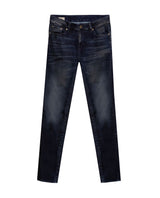 Mens Jeans Skinny Fit Mid Rise Ultra Dark Wash Cotton Recycled Polyester Elastane Vintage Distressing Contrast - Blue 63_331H020_AZU193924_0