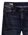 Mens Jeans Skinny Fit Mid Rise Ultra Dark Wash Cotton Recycled Polyester Elastane Vintage Distressing Contrast - Blue 63_331H020_AZU193924_3