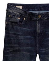 Mens Jeans Skinny Fit Mid Rise Ultra Dark Wash Cotton Recycled Polyester Elastane Vintage Distressing Contrast - Blue 63_331H020_AZU193924_3