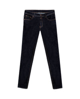Mens Jeans Skinny Fit Low Rise Ultra Dark Wash Cotton Polyester Elastane Vintage Neps Exposed Button - Blue 63_331H021_AZU193924_0