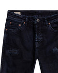 Mens Jeans Skinny Fit Low Rise Dark Wash Cotton Elastane Distressed Patches Artisan Repairs - Blue 63_331H022_AZU194052_8