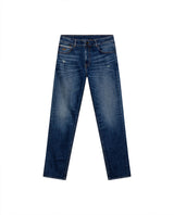 Mens Jeans Straight Fit Mid Rise Dark Wash Cotton Elastane Classic Distressing Mini Rips Embroidered - Blue 63_331H023_AZU184140_3