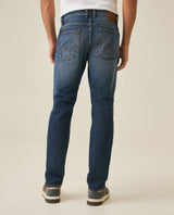 Mens Jeans Straight Fit Mid Rise Dark Wash Cotton Elastane Classic Distressing Mini Rips Embroidered - Blue 63_331H023_AZU184140_6