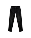 Mens Jeans Skinny Fit Low Rise Black Wash Cotton Polyester Elastane Subtle Knee Thigh Distressing - Black 63_331H024_NEG194004_3