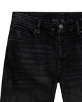 Mens Jeans Skinny Fit Low Rise Black Wash Cotton Polyester Elastane Subtle Knee Thigh Distressing - Black 63_331H024_NEG194004_8
