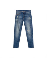 Mens Jeans Skinny Fit Low Rise Medium Wash Cotton Elastane Distressed Unique Seam Details - Blue 63_331H025_AZU184140_0