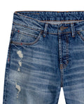 Mens Jeans Skinny Fit Low Rise Medium Wash Cotton Elastane Distressed Unique Seam Details - Blue 63_331H025_AZU184140_3
