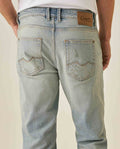 Mens Jeans Skinny Fit Low Rise Light Wash Cotton Elastane Distressed Vintage Patches 3 Button Fly - Blue 63_331H026_AZU154020_7