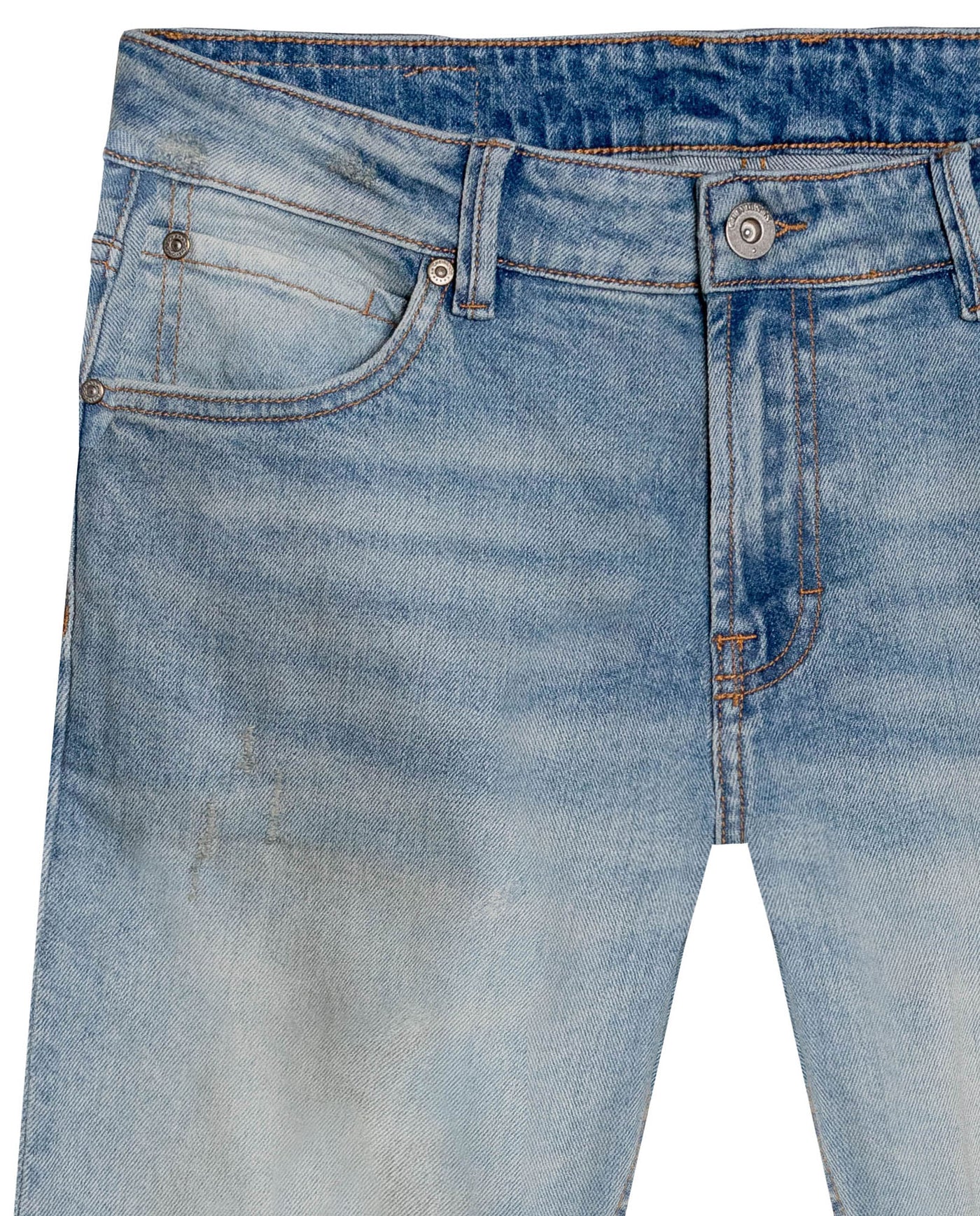 Mens Jeans Skinny Fit Low Rise Light Wash Cotton Elastane Distressed Vintage Patches 3 Button Fly - Blue 63_331H026_AZU154020_8