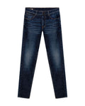 Mens Jeans Skinny Fit Low Rise Dark Wash Skinflex Technology Recycled Cotton Elastomultiester 3 Button Fly - Blue 63_331H027_AZU184140_3