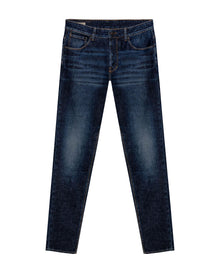 Mens Jeans Skinny Fit Low Rise Dark Wash Skinflex Technology Recycled Cotton Elastomultiester 3 Button Fly - Blue 63_331H027_AZU184140_3