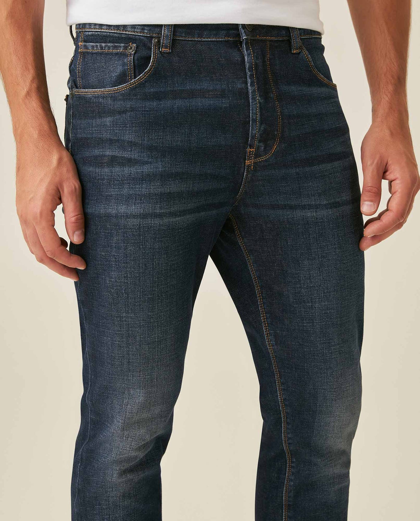 Mens Jeans Skinny Fit Low Rise Dark Wash Skinflex Technology Recycled Cotton Elastomultiester 3 Button Fly - Blue 63_331H027_AZU184140_5