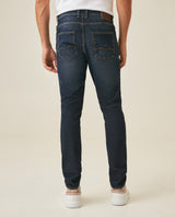 Mens Jeans Skinny Fit Low Rise Dark Wash Skinflex Technology Recycled Cotton Elastomultiester 3 Button Fly - Blue 63_331H027_AZU184140_6