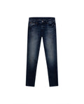 Mens Jeans Skinny Fit Low Rise Ultra Dark Wash Cotton Elastane Distressed Artisan Repairs Dramatic Contrast - Blue 63_331H028_AZU194052_3