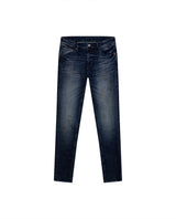 Mens Jeans Skinny Fit Low Rise Ultra Dark Wash Cotton Elastane Distressed Artisan Repairs Dramatic Contrast - Blue 63_331H028_AZU194052_3