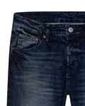 Mens Jeans Skinny Fit Low Rise Ultra Dark Wash Cotton Elastane Distressed Artisan Repairs Dramatic Contrast - Blue 63_331H028_AZU194052_8