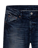 Mens Jeans Skinny Fit Low Rise Ultra Dark Wash Cotton Elastane Distressed Artisan Repairs Dramatic Contrast - Blue 63_331H028_AZU194052_8