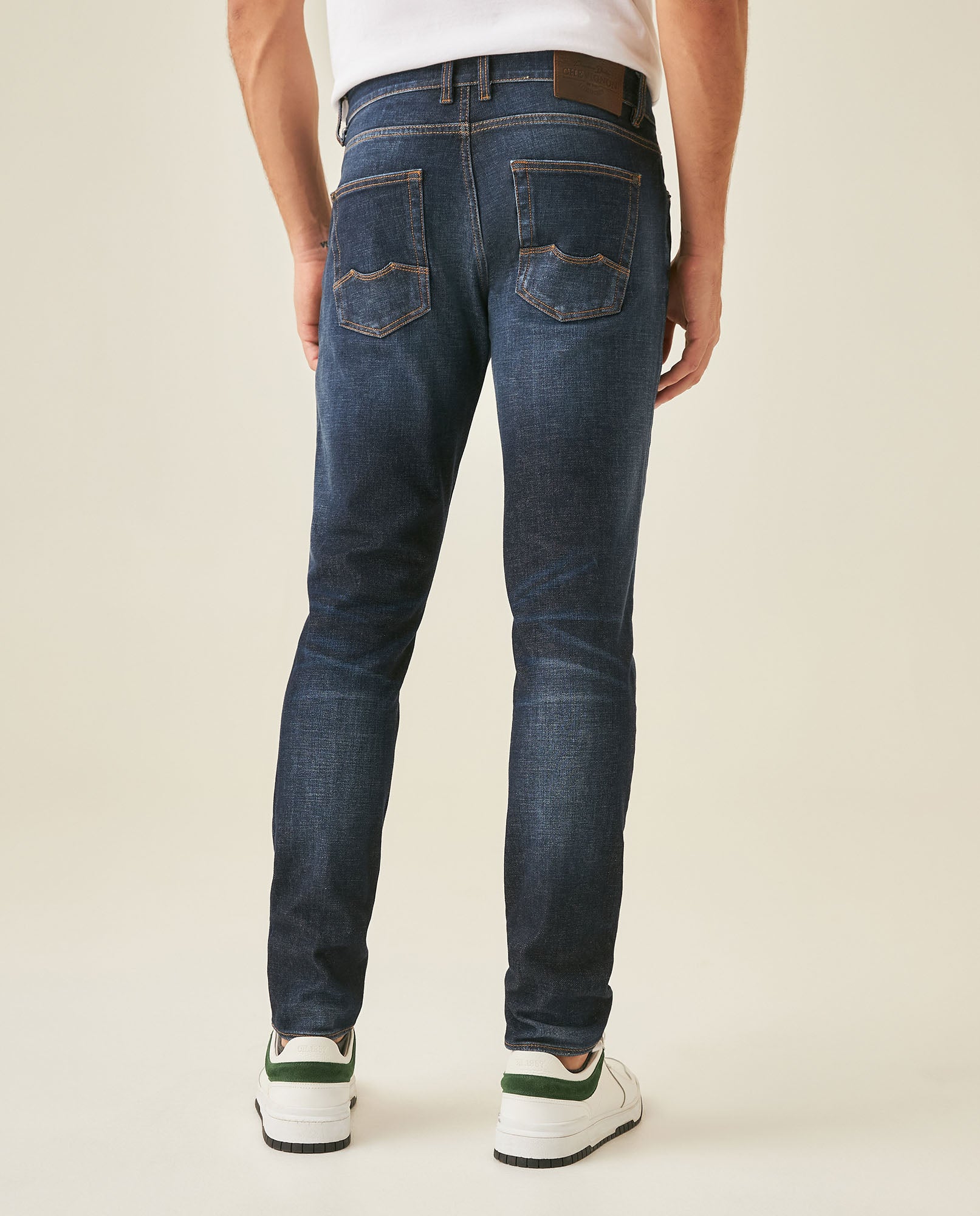 Mens Jeans Super Slim Fit Low Rise Dark Wash Skinflex Technology Recycled Fibers 3 Button Fly - Blue 63_331H029_AZU194052_6