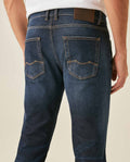 Mens Jeans Super Slim Fit Low Rise Dark Wash Skinflex Technology Recycled Fibers 3 Button Fly - Blue 63_331H029_AZU194052_7
