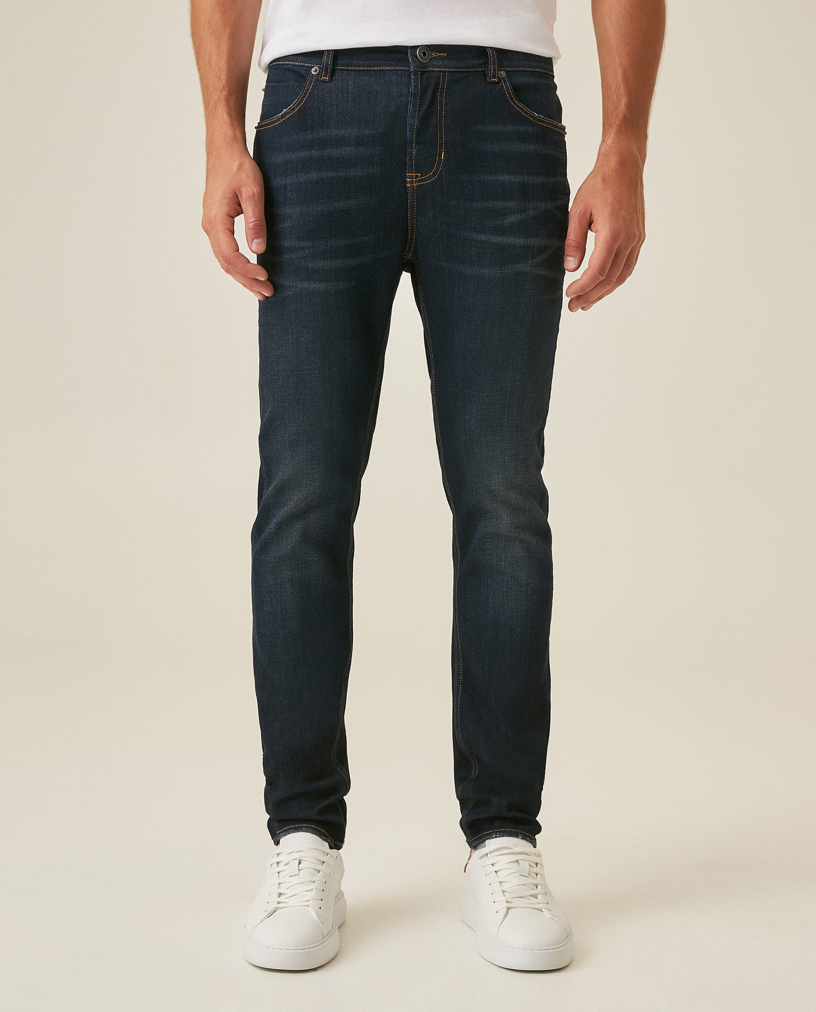 Mens Jeans Skinny Fit Low Rise Ultra Dark Wash Skinflex Tencel Coolmax Elastane Performance 3 Button Fly - Blue 63_331H030_AZU193924_0