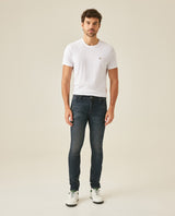 Mens Jeans Skinny Fit Low Rise Ultra Dark Wash Recycled Cotton Polyester Elastane Classic Distressing - Blue 63_331H031_AZU193924_4