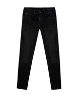 Mens Jeans Skinny Fit Mid Rise Black Wash Cotton Polyester Elastane Leather Piping Watch Pocket Clean - Black 63_331H032_NEG194004_3