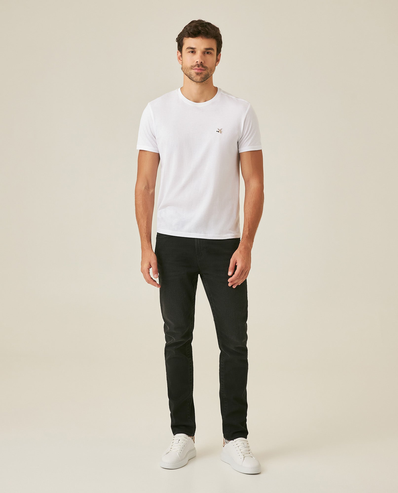 Mens Jeans Skinny Fit Mid Rise Black Wash Cotton Polyester Elastane Leather Piping Watch Pocket Clean - Black 63_331H032_NEG194004_4