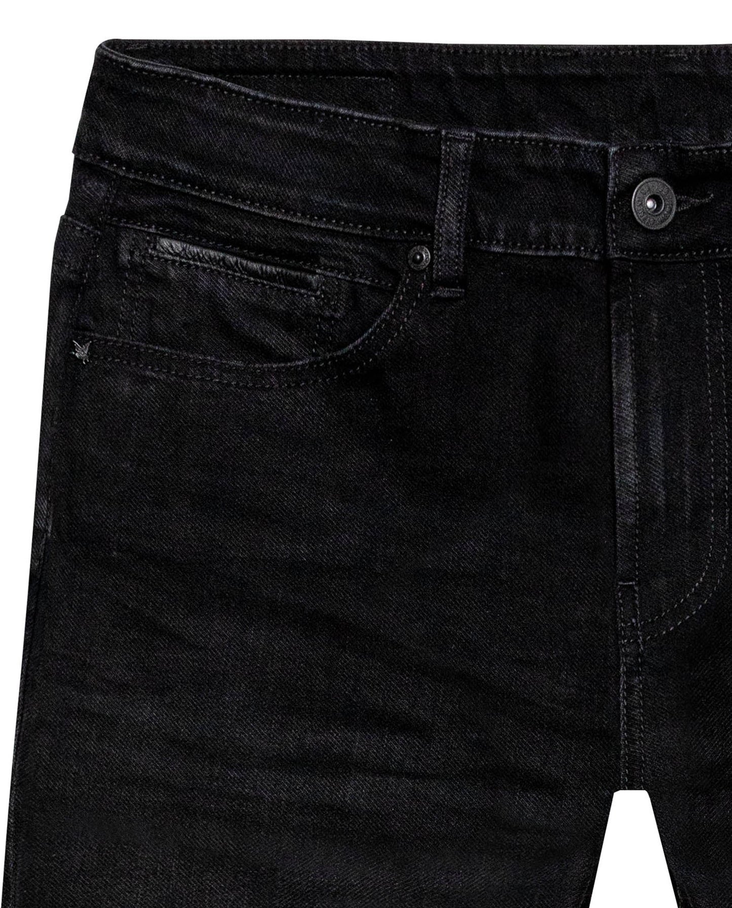 Mens Jeans Skinny Fit Mid Rise Black Wash Cotton Polyester Elastane Leather Piping Watch Pocket Clean - Black 63_331H032_NEG194004_8