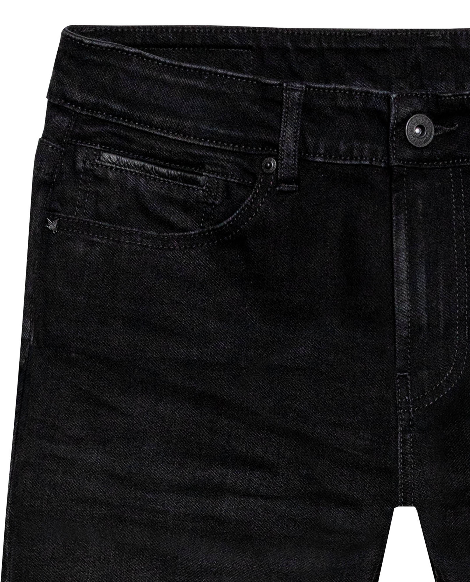 Mens Jeans Skinny Fit Mid Rise Black Wash Cotton Polyester Elastane Leather Piping Watch Pocket Clean - Black 63_331H032_NEG194004_8