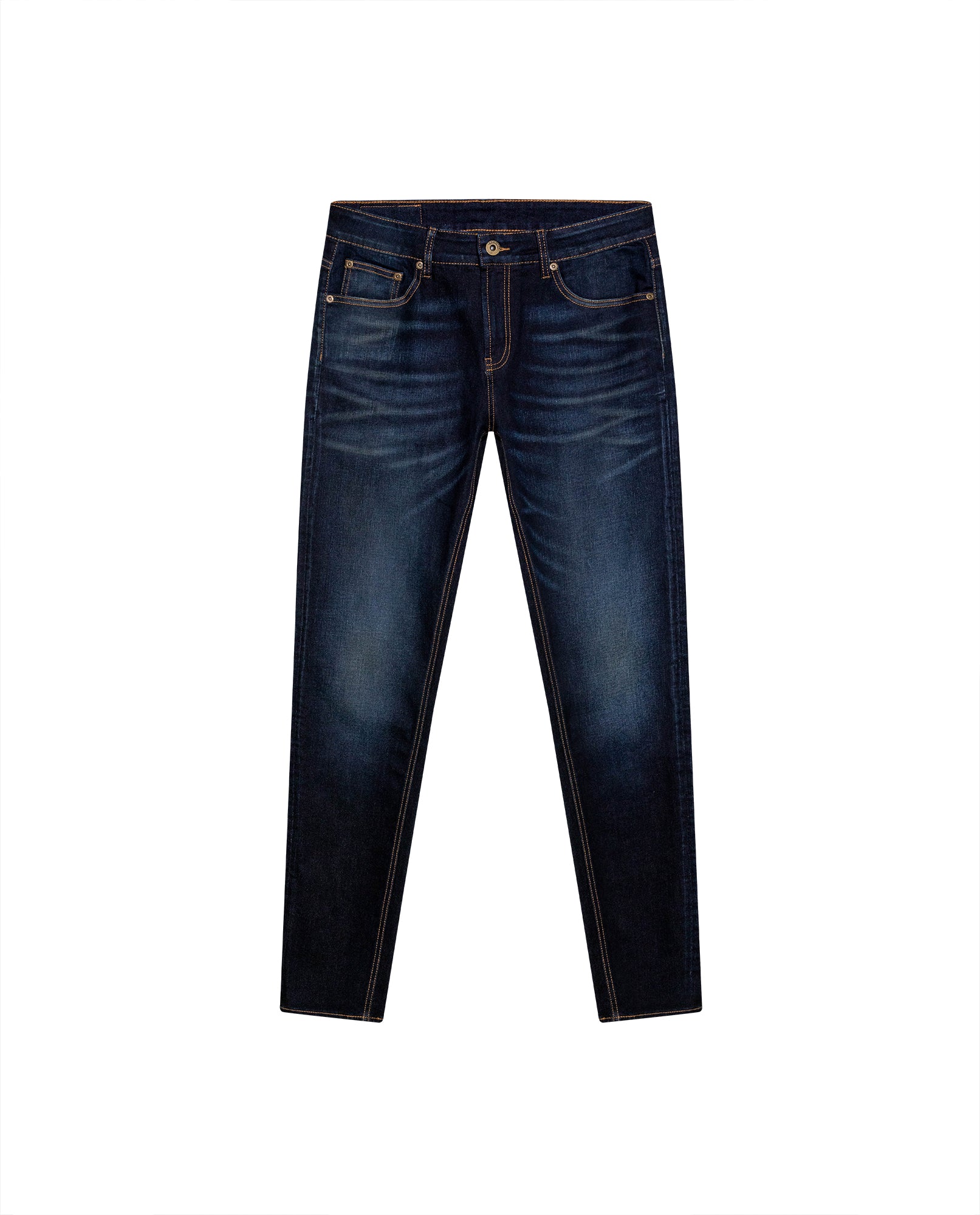 Mens Jeans Skinny Fit Low Rise Ultra Dark Wash Cotton Recycled Polyester Elastane Classic Distressing - Blue 63_331H033_AZU193924_3