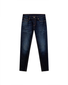Mens Jeans Skinny Fit Low Rise Ultra Dark Wash Cotton Recycled Polyester Elastane Classic Distressing - Blue 63_331H033_AZU193924_3