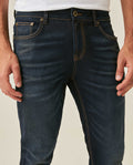 Mens Jeans Skinny Fit Low Rise Ultra Dark Wash Cotton Recycled Polyester Elastane Classic Distressing - Blue 63_331H033_AZU193924_5