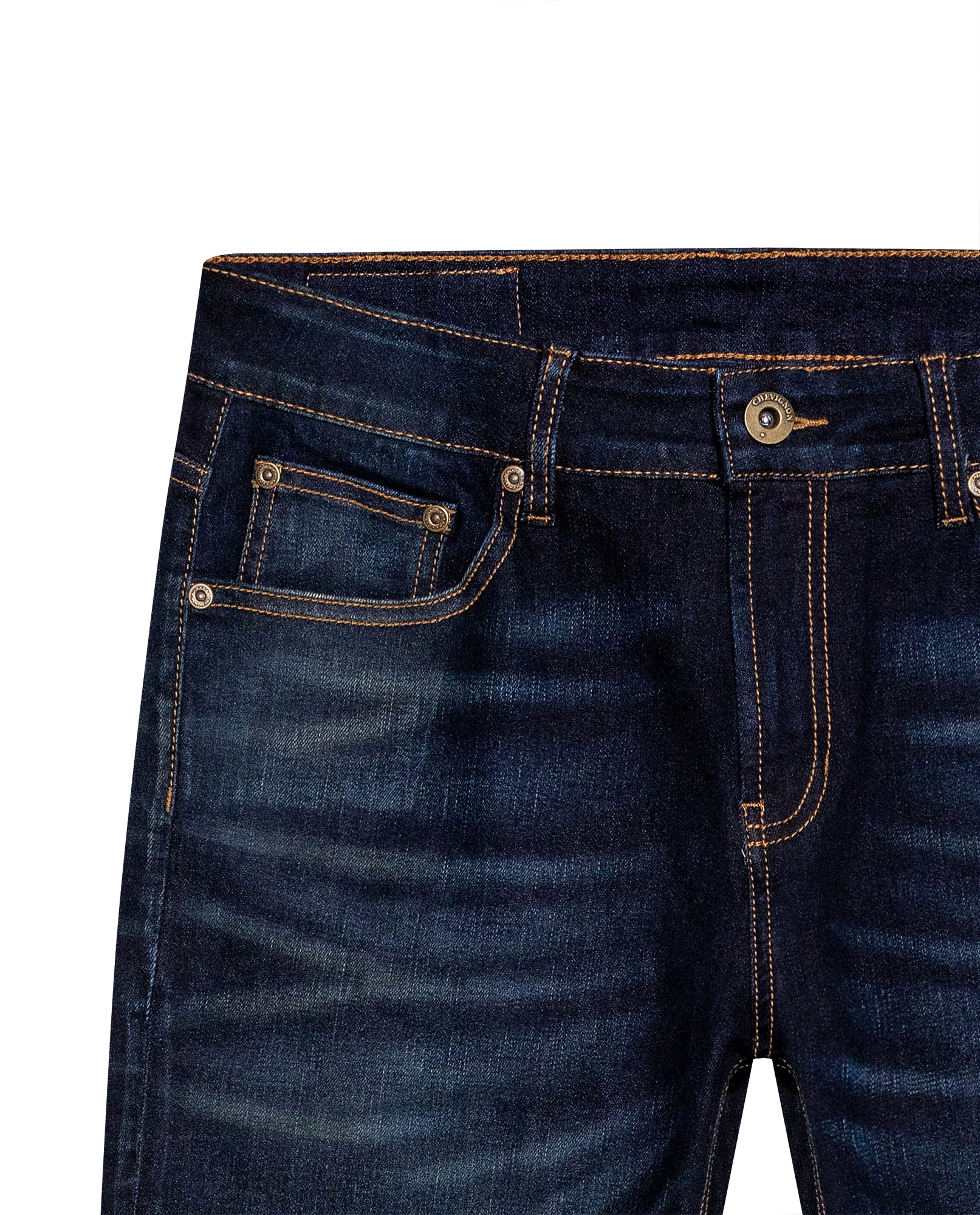Mens Jeans Skinny Fit Low Rise Ultra Dark Wash Cotton Recycled Polyester Elastane Classic Distressing - Blue 63_331H033_AZU193924_8