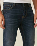 Mens Jeans Skinny Fit Low Rise Dark Wash Cotton Elastane  Distinctive Loops Subtle Distressing - Blue 63_331H139_AZU194052_5