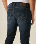 Mens Jeans Skinny Fit Low Rise Dark Wash Cotton Elastane  Distinctive Loops Subtle Distressing - Blue 63_331H139_AZU194052_7