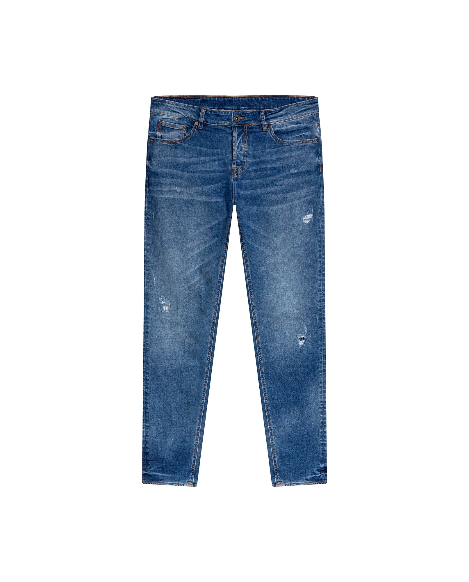 Mens Jeans Skinny Fit Low Rise Medium Wash Cotton Elastane  Watch Pocket Loops Balanced Rips - Blue 63_331H140_AZU184140_3