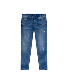 Mens Jeans Skinny Fit Low Rise Medium Wash Cotton Elastane  Watch Pocket Loops Balanced Rips - Blue 63_331H140_AZU184140_3
