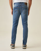 Mens Jeans Skinny Fit Low Rise Medium Wash Cotton Elastane  Watch Pocket Loops Balanced Rips - Blue 63_331H140_AZU184140_6