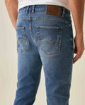 Mens Jeans Skinny Fit Low Rise Medium Wash Cotton Elastane  Watch Pocket Loops Balanced Rips - Blue 63_331H140_AZU184140_7