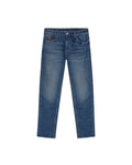 Mens Jeans Slim Fit Mid Rise Dark Wash Recycled Cotton Viscose Polyester Elastane  Embroidered - Blue 63_331H141_AZU194052_3