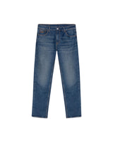 Mens Jeans Slim Fit Mid Rise Dark Wash Recycled Cotton Viscose Polyester Elastane  Embroidered - Blue 63_331H141_AZU194052_3