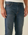 Mens Jeans Slim Fit Mid Rise Dark Wash Recycled Cotton Viscose Polyester Elastane  Embroidered - Blue 63_331H141_AZU194052_5