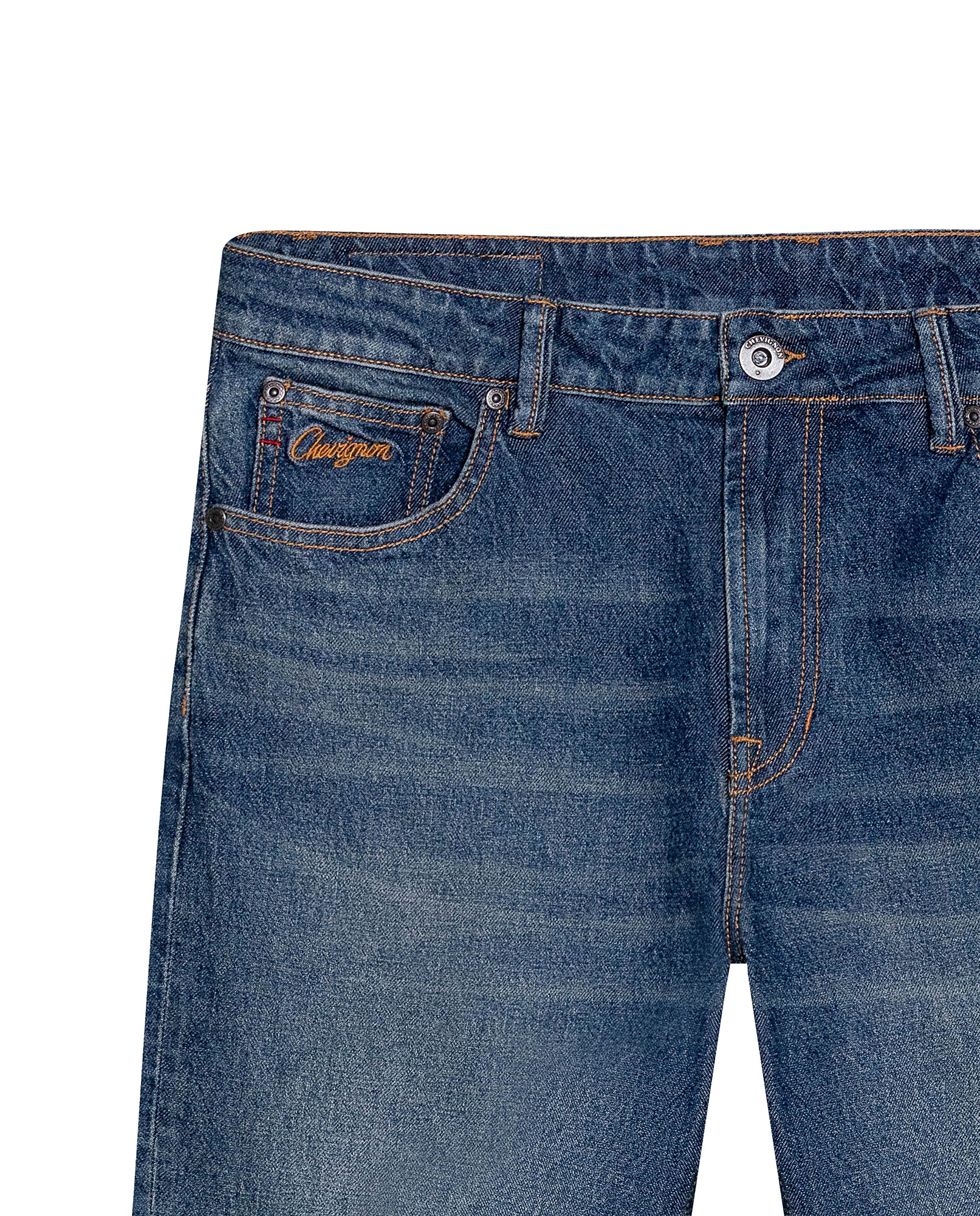 Mens Jeans Slim Fit Mid Rise Dark Wash Recycled Cotton Viscose Polyester Elastane  Embroidered - Blue 63_331H141_AZU194052_8