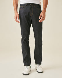 Mens Jeans Straight Fit High Rise Ultra Dark Wash Recycled Cotton Viscose Polyester Elastane  Clean - Blue 63_331H142_AZU193924_0