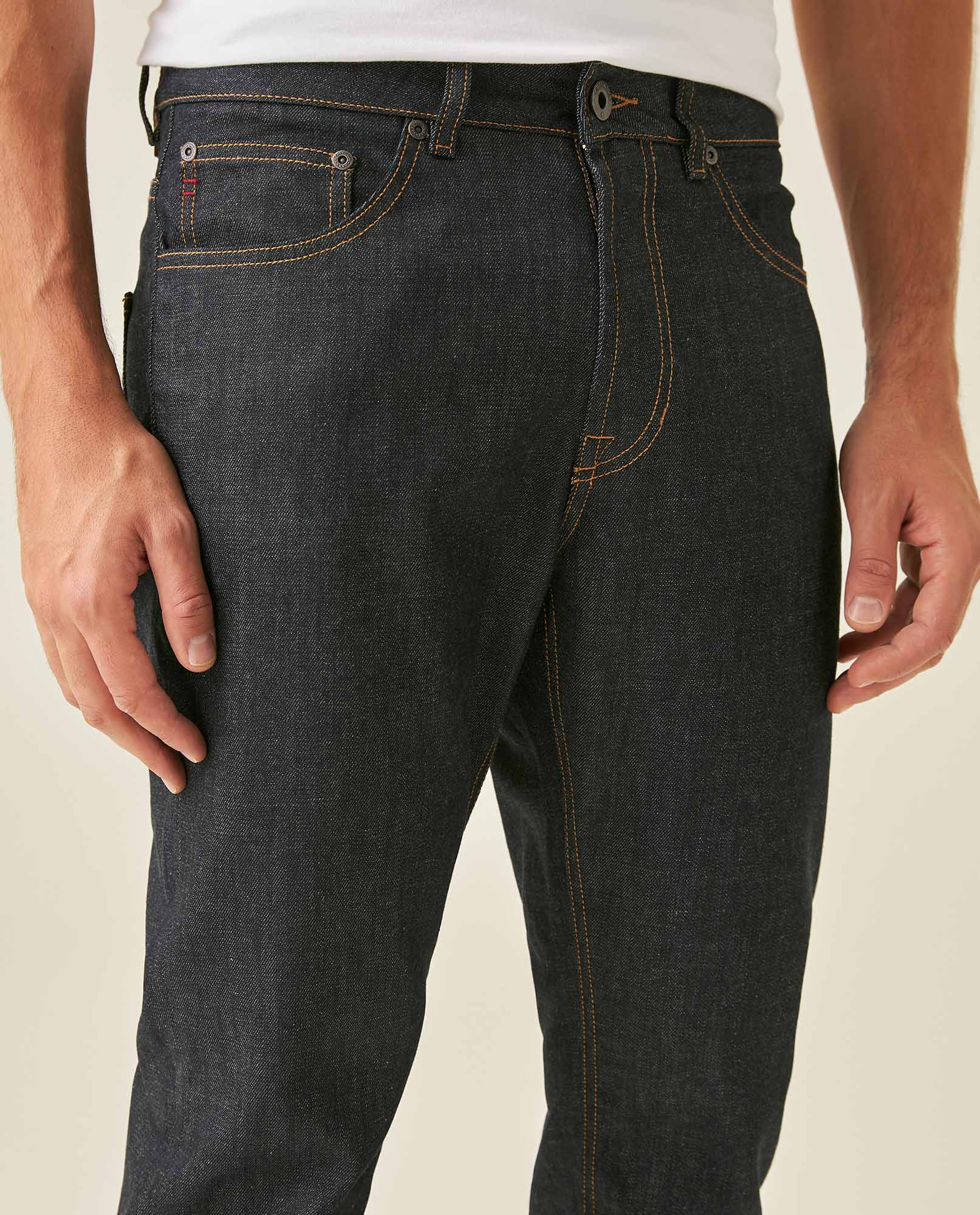 Mens Jeans Straight Fit High Rise Ultra Dark Wash Recycled Cotton Viscose Polyester Elastane  Clean - Blue 63_331H142_AZU193924_5