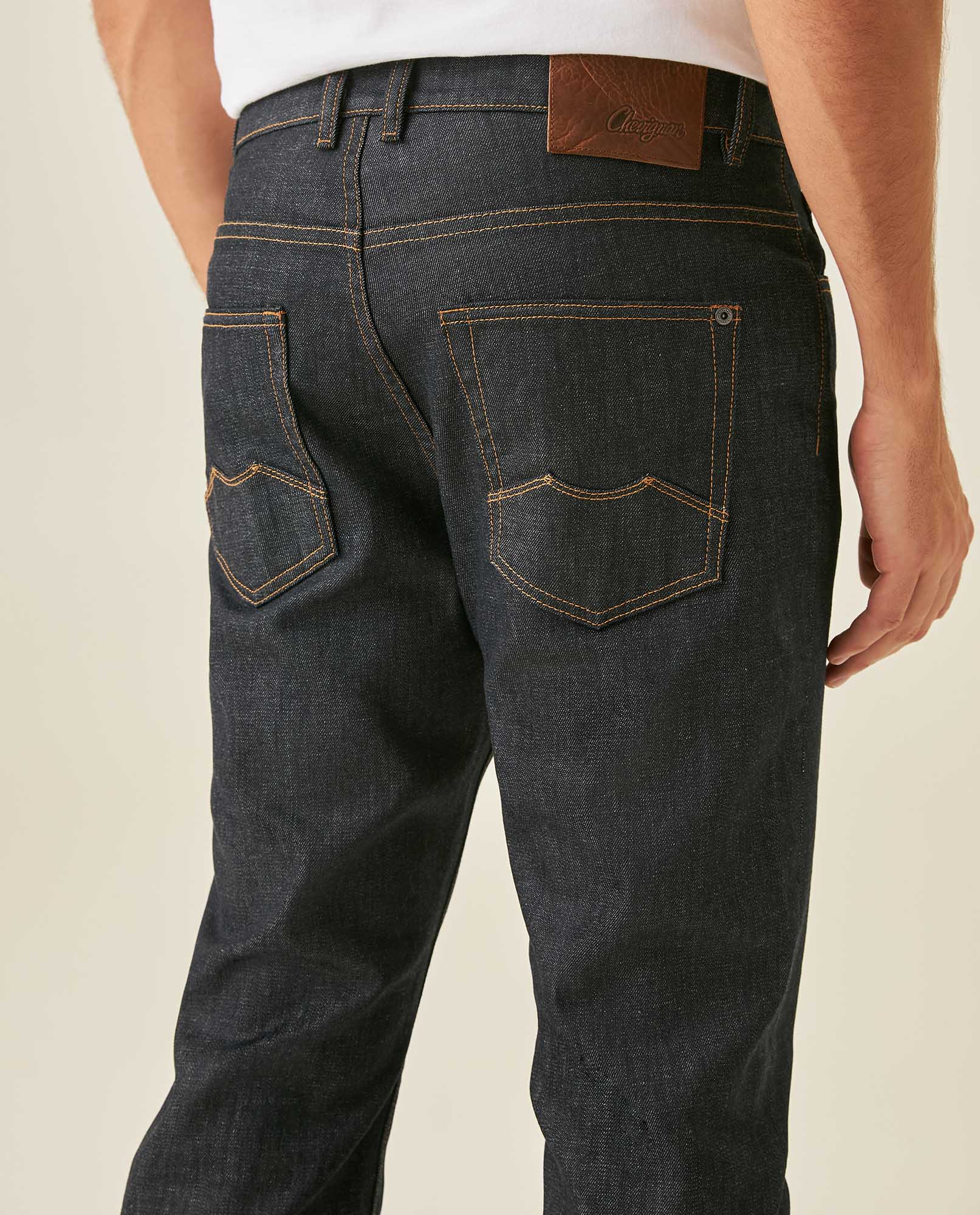 Mens Jeans Straight Fit High Rise Ultra Dark Wash Recycled Cotton Viscose Polyester Elastane  Clean - Blue 63_331H142_AZU193924_7