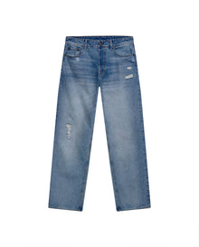 Mens Jeans Relaxed Fit High Rise Light Wash Cotton Non Stretch  Watch Pocket Loops - Blue 63_331H143_AZU154020_0